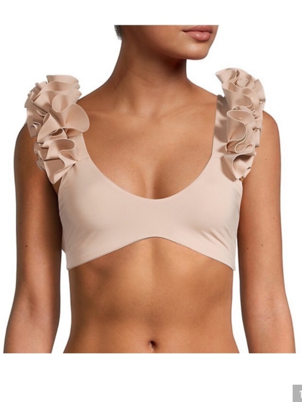 NWT Maygel Coronel Juanita Ruffle Bikini Top Tan One Size